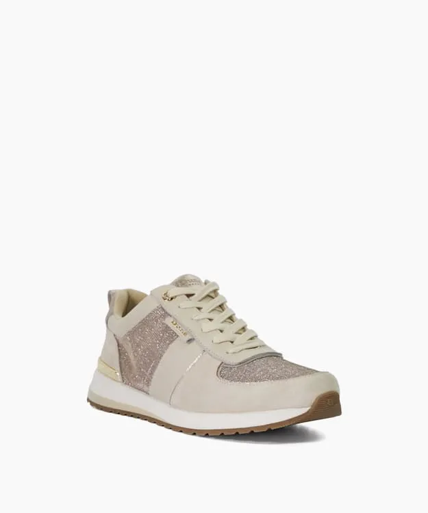 Women Dune London Trainers Glitter Detail Lace Up Trainers Metallic