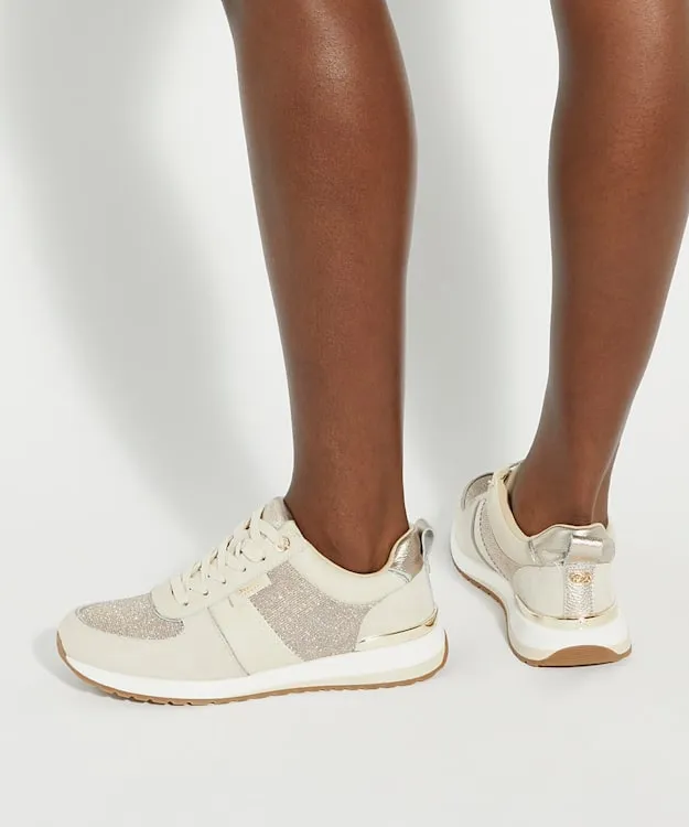 Women Dune London Trainers Glitter Detail Lace Up Trainers Metallic