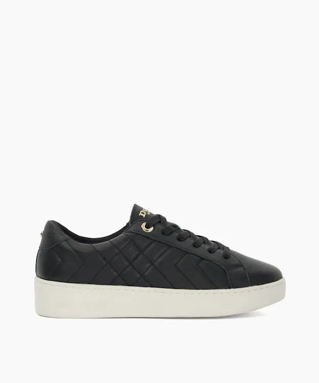 Women Dune London Trainers Quilted Platform Sole LaceUp Trainers Black
