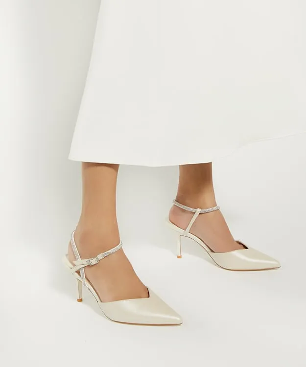 Women Dune London Wedding Shoes Open Wedding Courts White