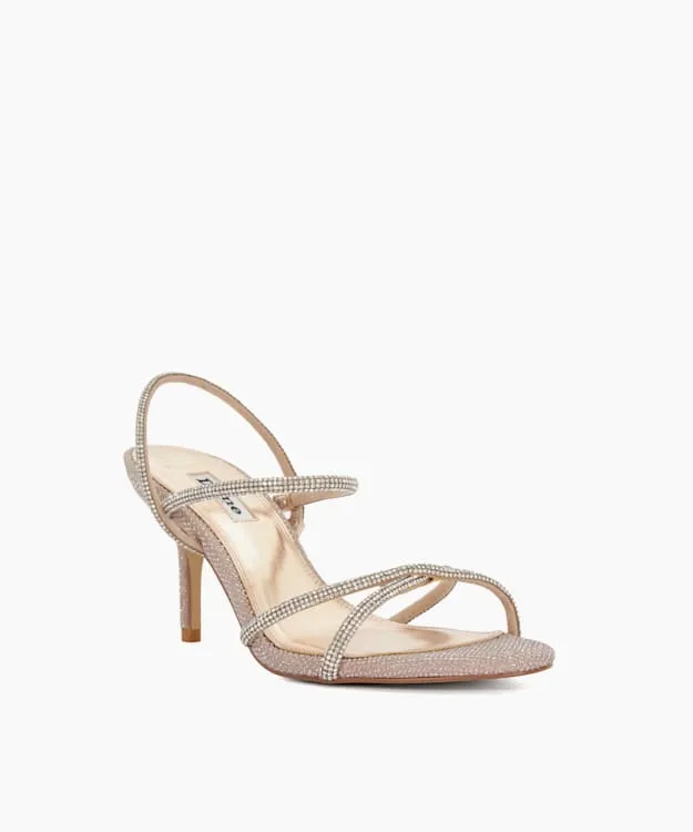 Women Dune London Wide Fit Sandals Wide Fit Diamante Open Toe Heels Metallic