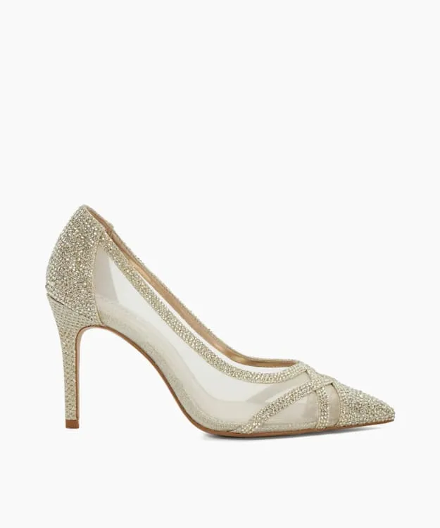 Women Dune London Wide Fit Shoes Wide Fit Mesh Panel Courts Metallic
