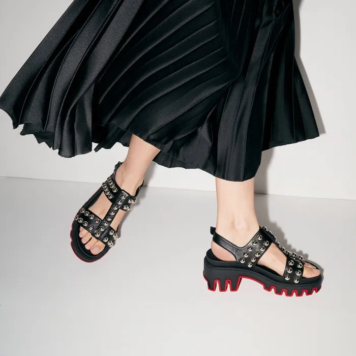 Women Duniclou Sandals 8211 Nappa Leather 8211 Black Christian Louboutin Platforms