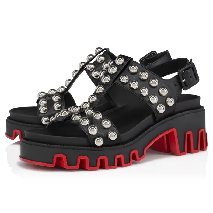Women Duniclou Sandals 8211 Nappa Leather 8211 Black Christian Louboutin Platforms