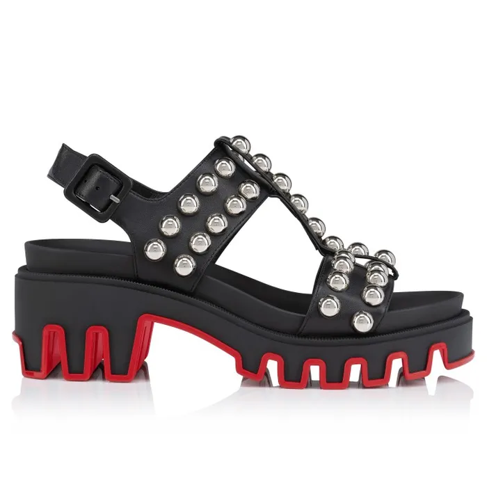 Women Duniclou Sandals 8211 Nappa Leather 8211 Black Christian Louboutin Platforms
