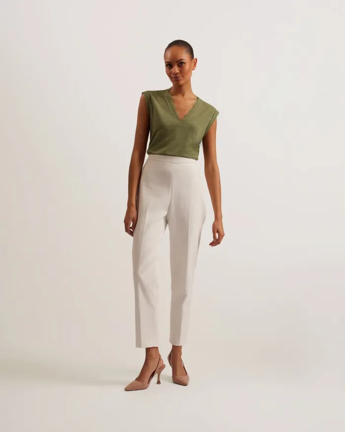 Women EFFIY 8211 VNeck Vest With Lace Neckline Khaki Ted Baker Tops and Blouses Women EFFIY 8211 VNeck Vest With Lace Neckline Khaki Ted Baker Tops and Blouses