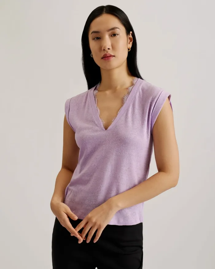 Women EFFIY 8211 VNeck Vest With Lace Neckline Lilac Ted Baker Tops and Blouses Women EFFIY 8211 VNeck Vest With Lace Neckline Lilac Ted Baker Tops and Blouses