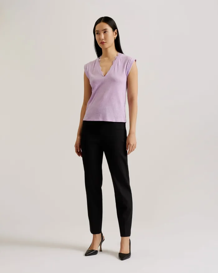 Women EFFIY 8211 VNeck Vest With Lace Neckline Lilac Ted Baker Tops and Blouses Women EFFIY 8211 VNeck Vest With Lace Neckline Lilac Ted Baker Tops and Blouses