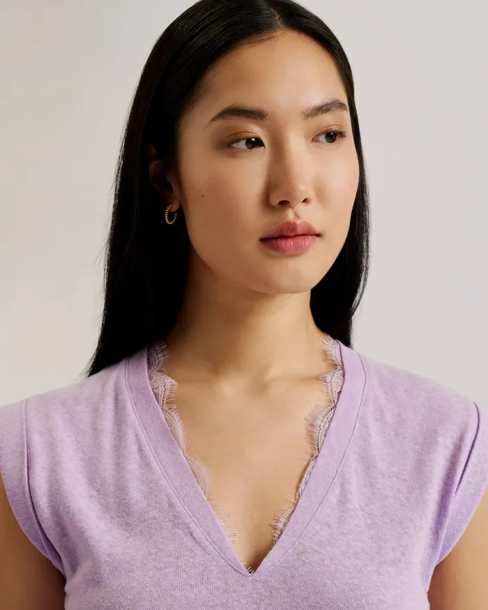 Women EFFIY 8211 VNeck Vest With Lace Neckline Lilac Ted Baker Tops and Blouses Women EFFIY 8211 VNeck Vest With Lace Neckline Lilac Ted Baker Tops and Blouses
