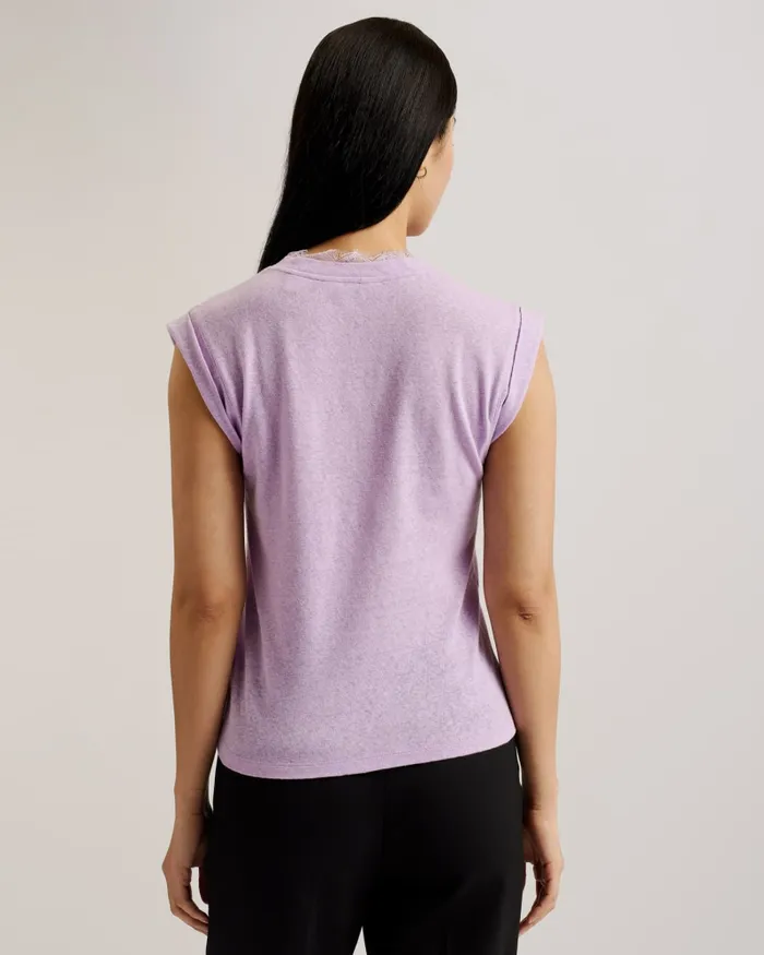 Women EFFIY 8211 VNeck Vest With Lace Neckline Lilac Ted Baker Tops and Blouses Women EFFIY 8211 VNeck Vest With Lace Neckline Lilac Ted Baker Tops and Blouses