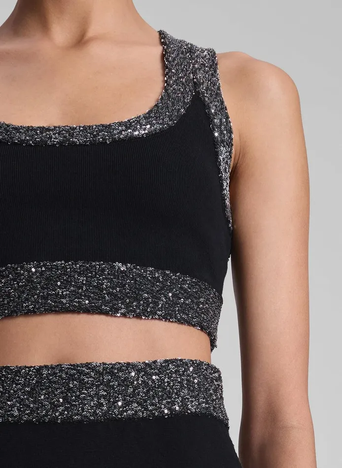 Women Elle Sequined Embellished Bra Blacksilver ALC Tops