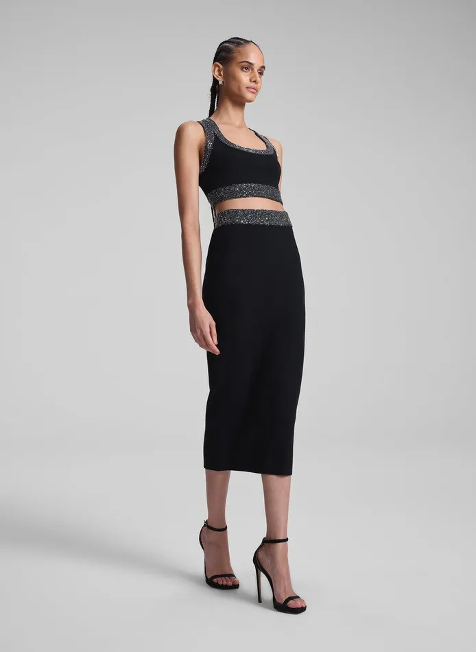 Women Elle Sequined Embellished Bra Blacksilver ALC Tops