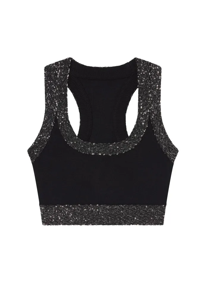 Women Elle Sequined Embellished Bra Blacksilver ALC Tops