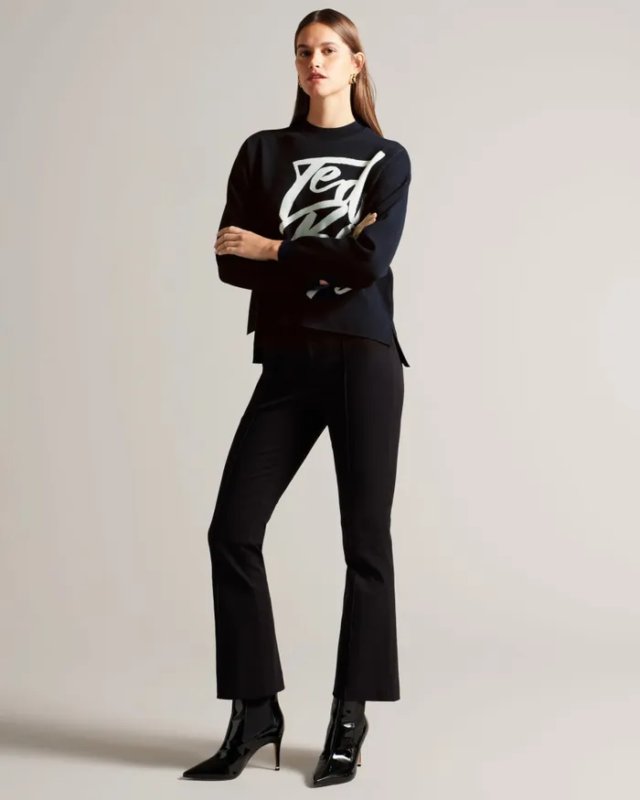 Women EMALLLY 8211 Branded Jacquard Knit Navy Ted Baker Tops and Blouses