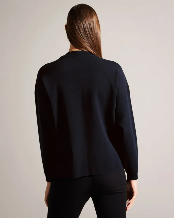 Women EMALLLY 8211 Branded Jacquard Knit Navy Ted Baker Tops and Blouses