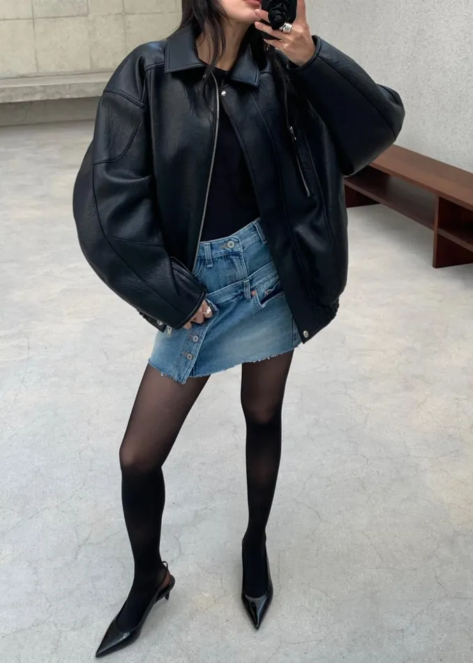 Women Enora Faux Leather Jacket 8211 Black The Frankie Shop Outerwear
