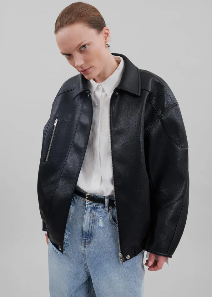 Women Enora Faux Leather Jacket 8211 Black The Frankie Shop Outerwear