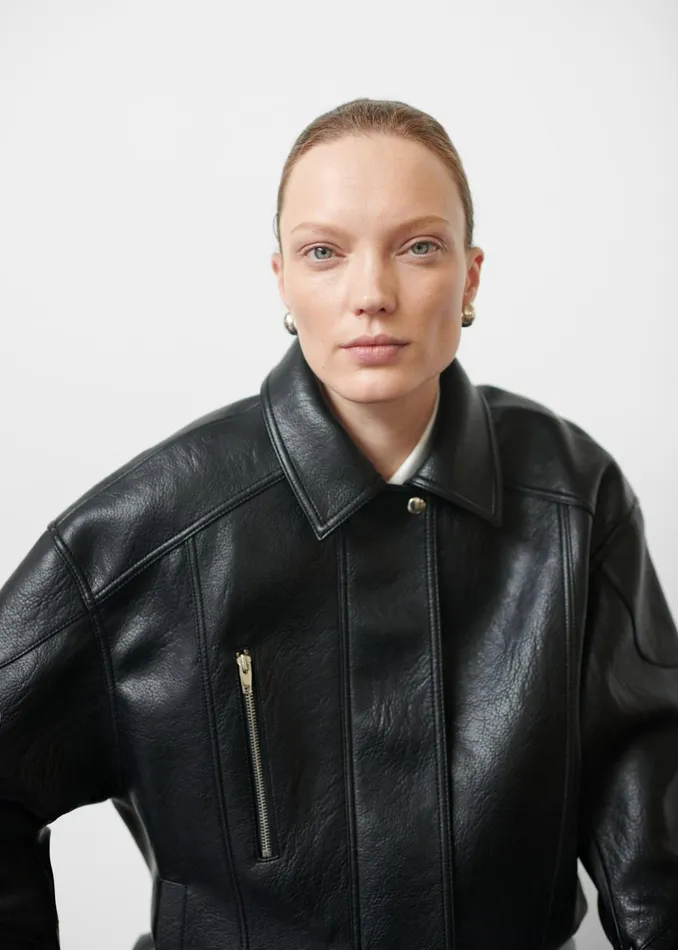 Women Enora Faux Leather Jacket 8211 Black The Frankie Shop Outerwear