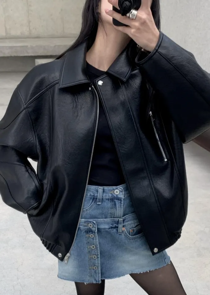 Women Enora Faux Leather Jacket 8211 Black The Frankie Shop Outerwear