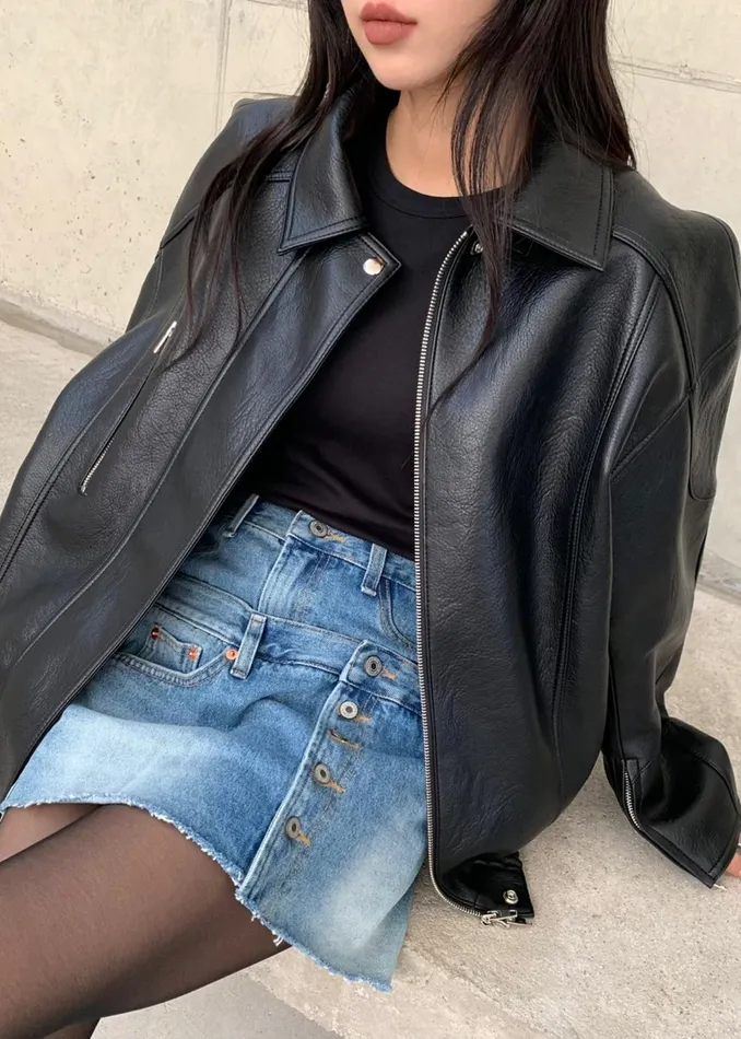 Women Enora Faux Leather Jacket 8211 Black The Frankie Shop Outerwear