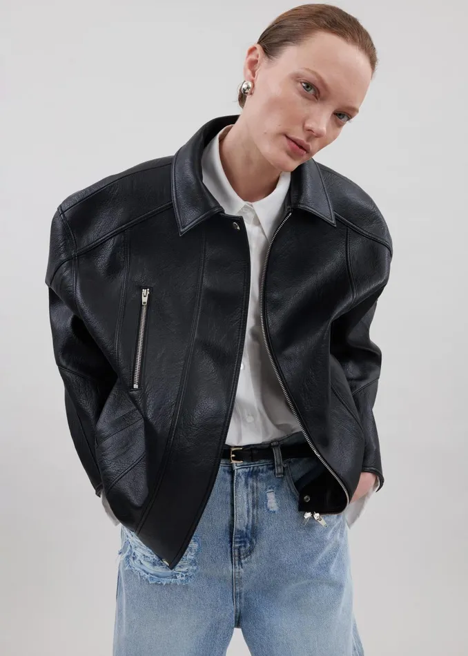 Women Enora Faux Leather Jacket 8211 Black The Frankie Shop Outerwear