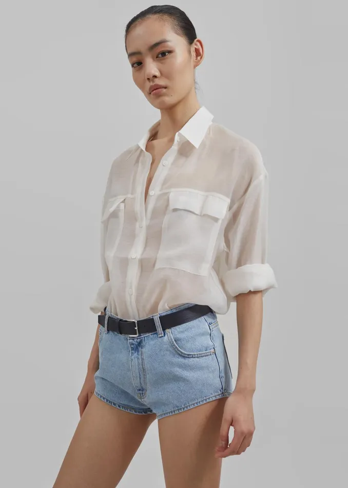 Women Erinne Denim Hot Pants 8211 Worn Wash The Frankie Shop Bottoms