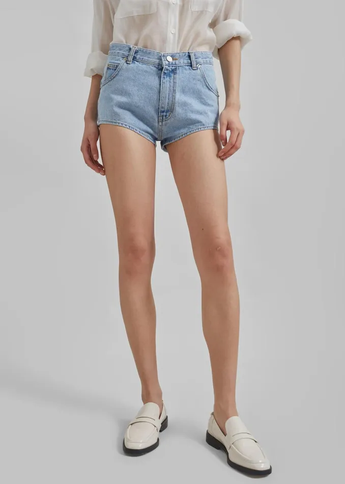 Women Erinne Denim Hot Pants 8211 Worn Wash The Frankie Shop Bottoms
