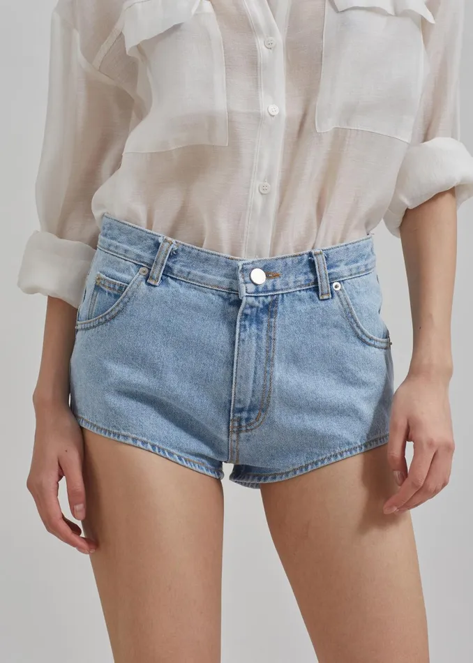 Women Erinne Denim Hot Pants 8211 Worn Wash The Frankie Shop Bottoms