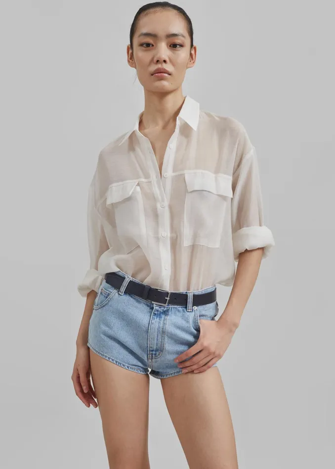 Women Erinne Denim Hot Pants 8211 Worn Wash The Frankie Shop Bottoms
