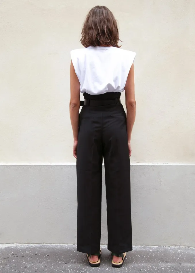 Women Eva Padded Shoulder Muscle TShirt 8211 White The Frankie Shop Tops