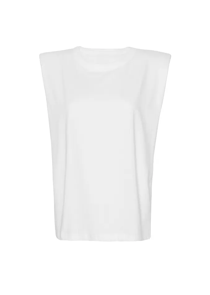Women Eva Padded Shoulder Muscle TShirt 8211 White The Frankie Shop Tops