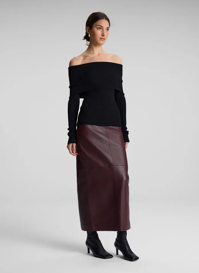 Women Evelyn Merino Off Shoulder Top Black ALC Tops