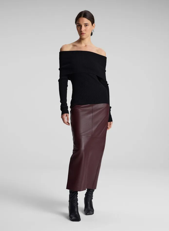 Women Evelyn Merino Off Shoulder Top Black ALC Tops