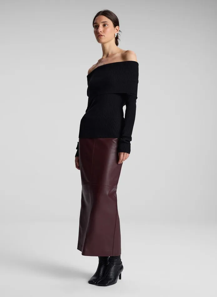 Women Evelyn Merino Off Shoulder Top Black ALC Tops