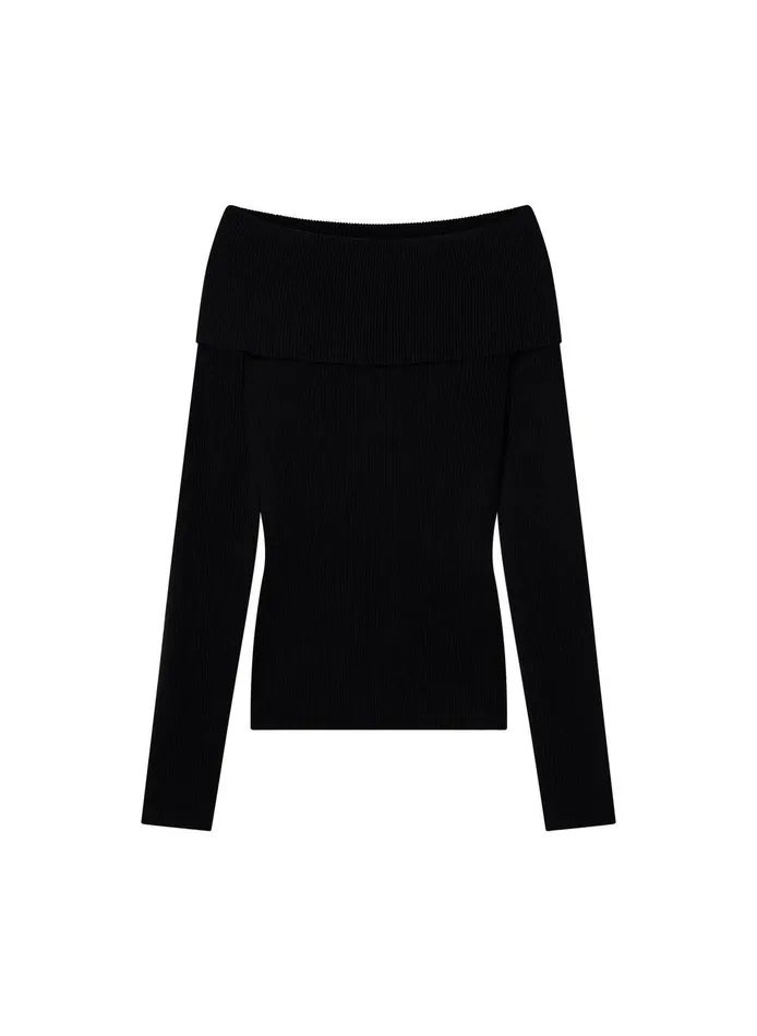 Women Evelyn Merino Off Shoulder Top Black ALC Tops