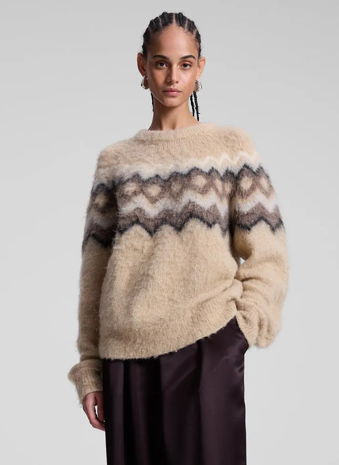 Women Ezra Fairisle Sweater Dark Taupe Multi ALC Tops