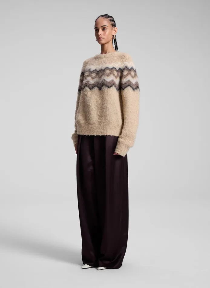 Women Ezra Fairisle Sweater Dark Taupe Multi ALC Tops