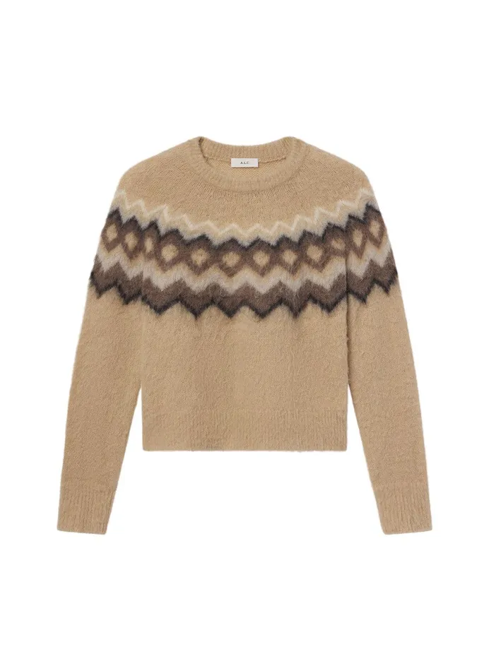 Women Ezra Fairisle Sweater Dark Taupe Multi ALC Tops