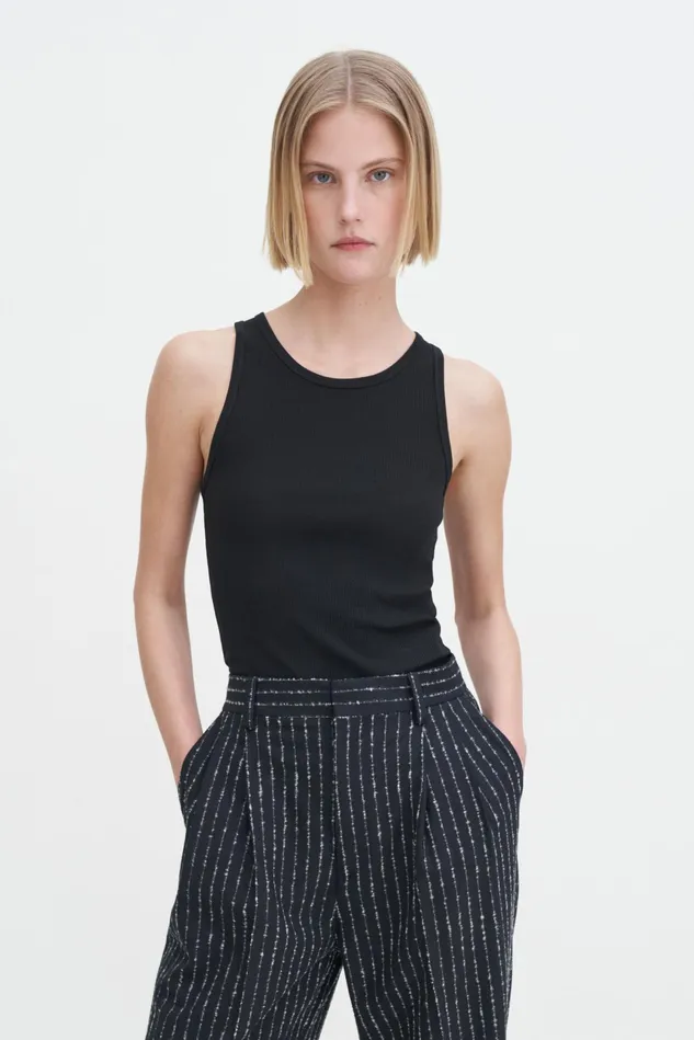 Women Fine Rib Tank Black Filippa K Tops