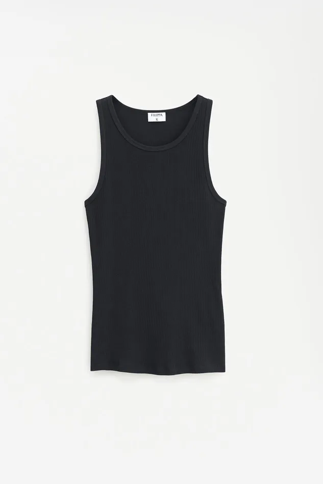Women Fine Rib Tank Black Filippa K Tops