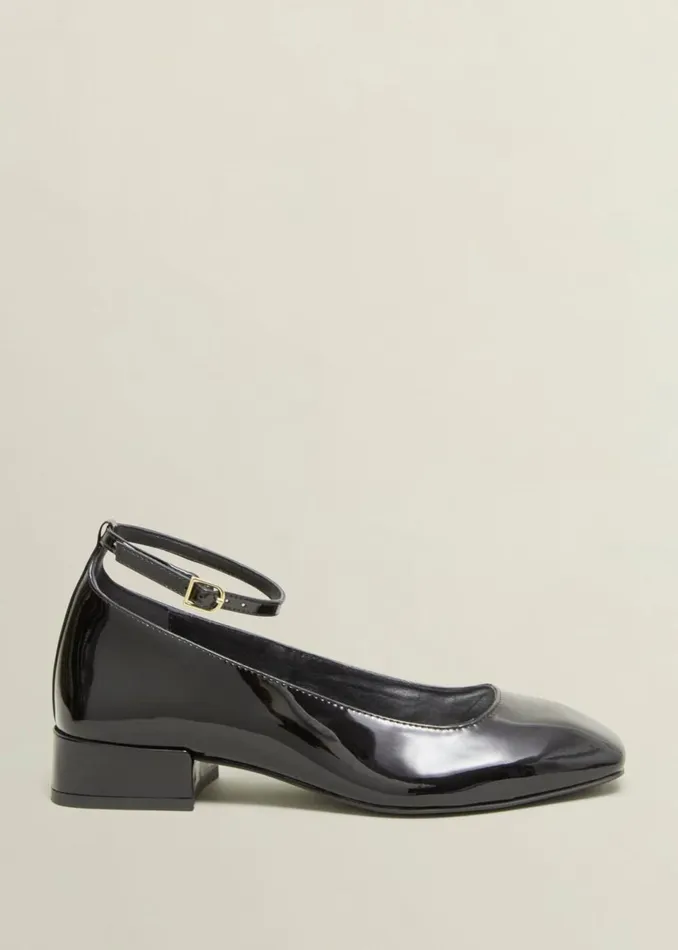 Women Flats Hobbs Athena Patent Heeled Shoes Black