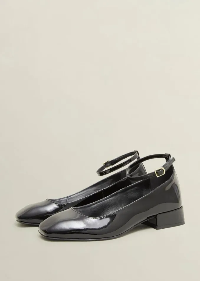 Women Flats Hobbs Athena Patent Heeled Shoes Black