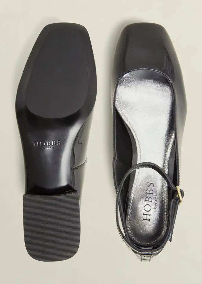Women Flats Hobbs Athena Patent Heeled Shoes Black
