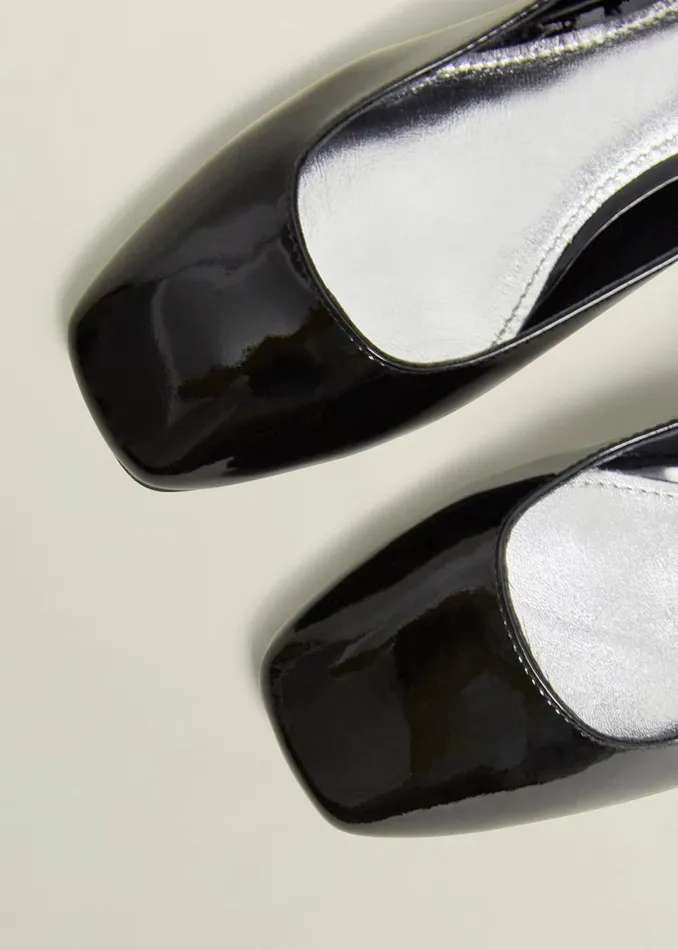 Women Flats Hobbs Athena Patent Heeled Shoes Black