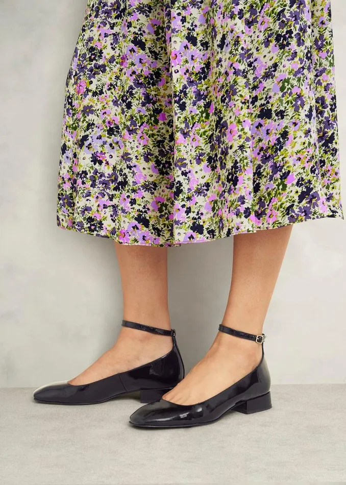 Women Flats Hobbs Athena Patent Heeled Shoes Black