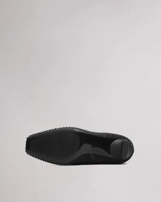 Women Flats Rag and Bone Astra Diamante Slingback Black Denim