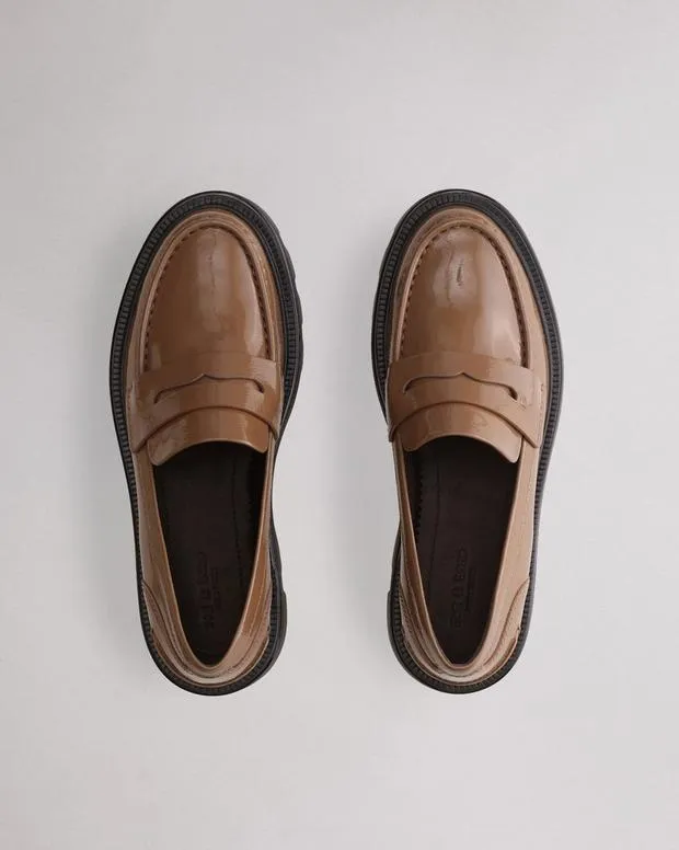 Women Flats Rag and Bone Quinn Leather Loafer Taupe Patent