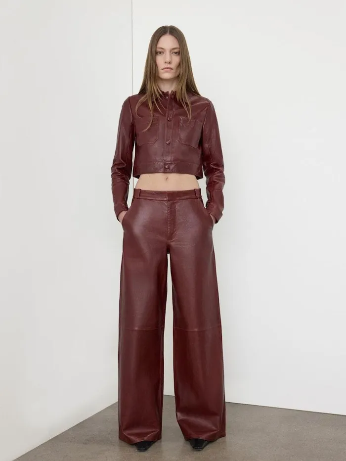 Women FRAME Leather and Suede The Wide Leather Trouser