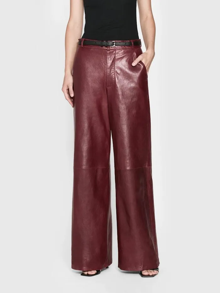 Women FRAME Leather and Suede The Wide Leather Trouser