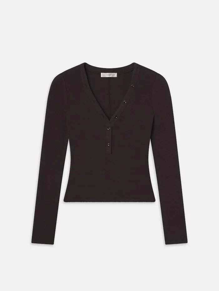 Women FRAME The Alpine Edit Slinky Long Sleeve Rib Henley